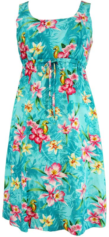 Orchid Parrot Women's Empire Tie Front Hawaiian Dress (Generous Fit)